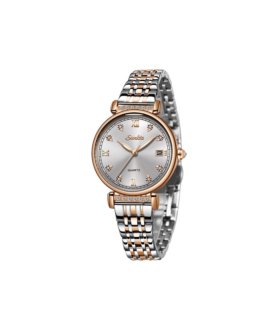 Montre SUNKTA 6672 Blanc & Or