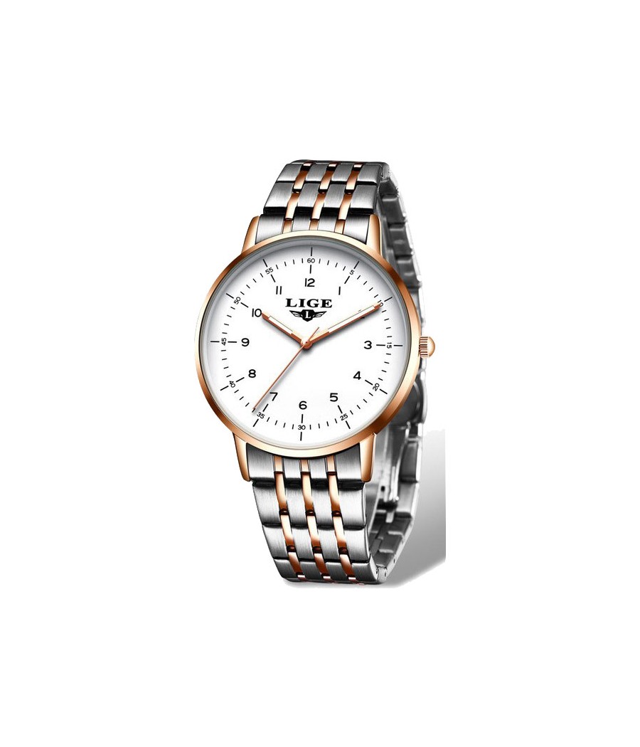 Montre LIGE 10032 Blanc & Or