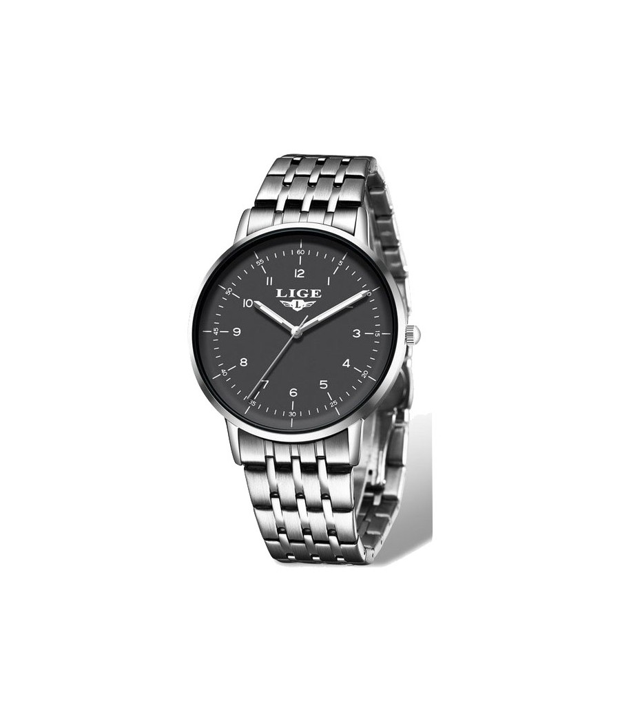 Montre LIGE 10032 Noir & Argent