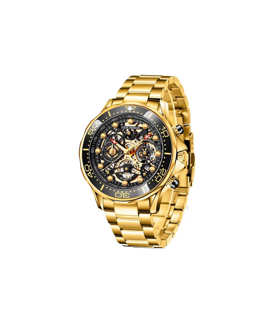 Montre LIGE 8948 Noir & Or