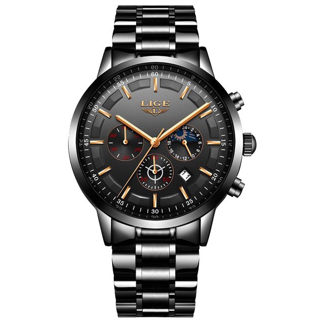 Montre LIGE 9877 Noir & Or