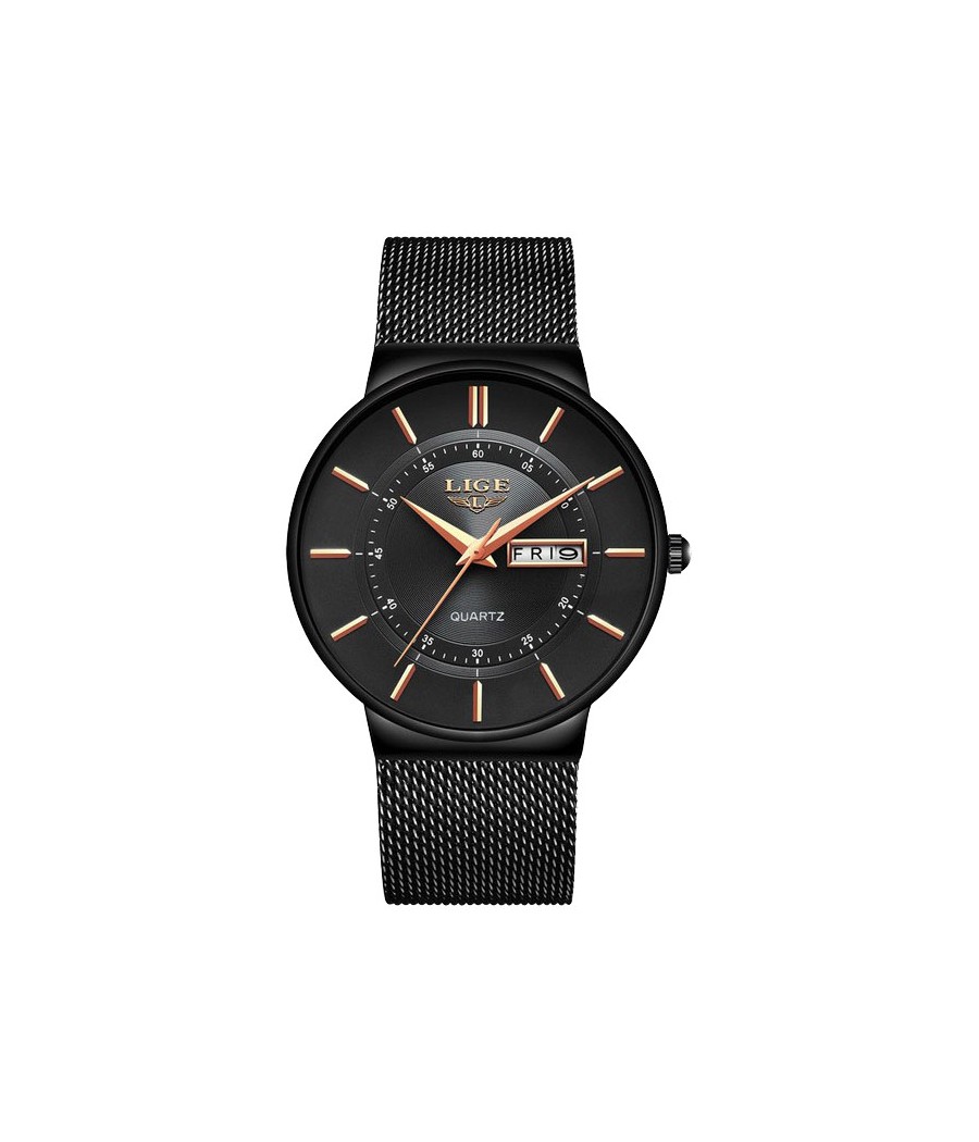 Montre LIGE 9949 Noir & Or