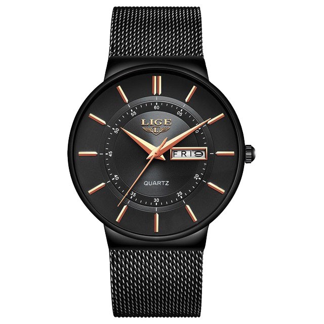 Montre LIGE 9949 Noir & Or