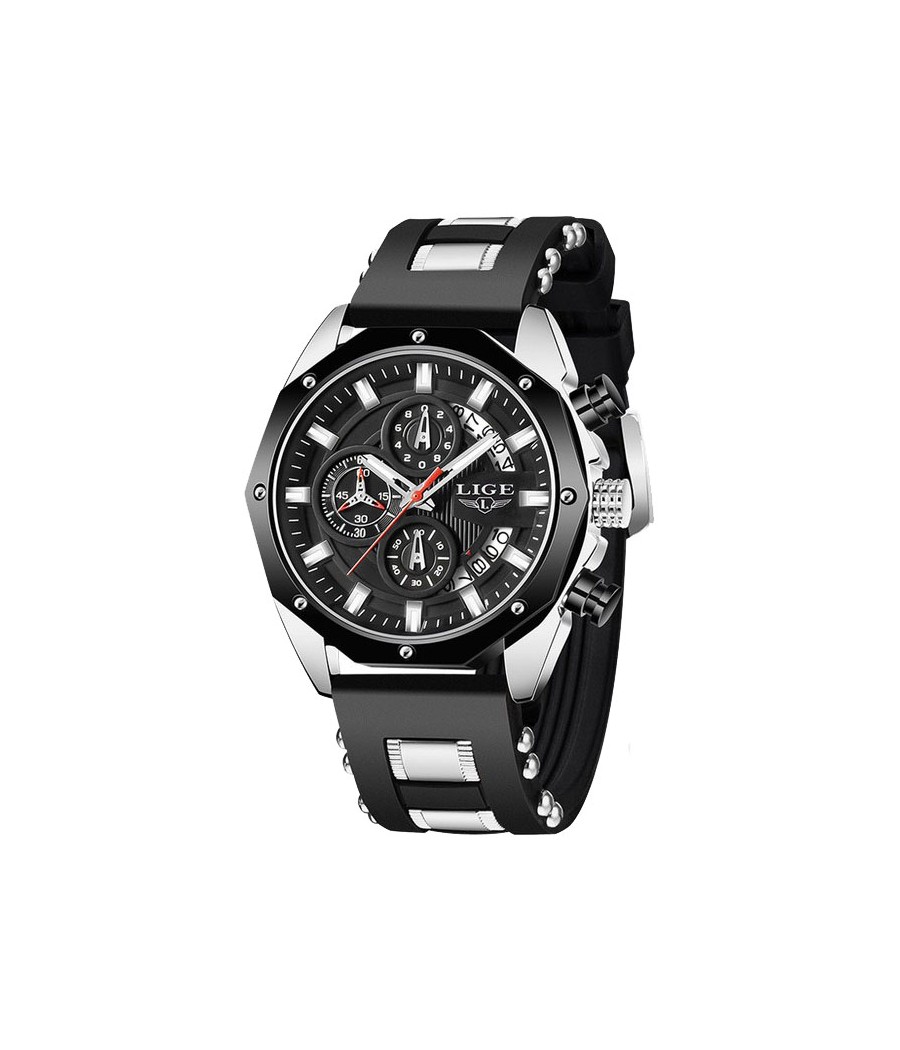 Montre LIGE 8908 Noir & Argent