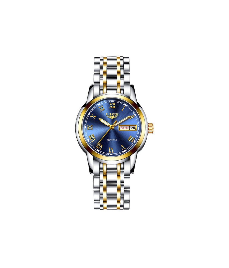 Montre LIGE 10007 Bleu & Or