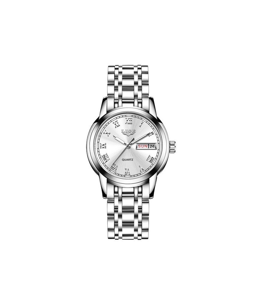 Montre LIGE 10007 Blanc & Argent