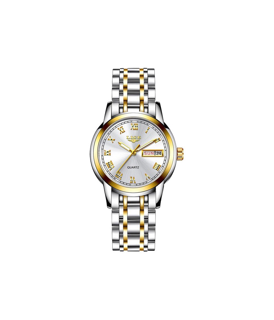 Montre LIGE 10007 Blanc & Or