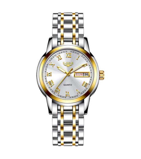 Montre LIGE 10007 Blanc & Or