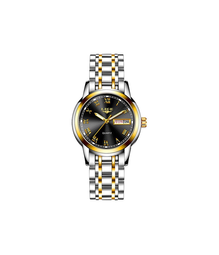 Montre LIGE 10007 Noir & Or