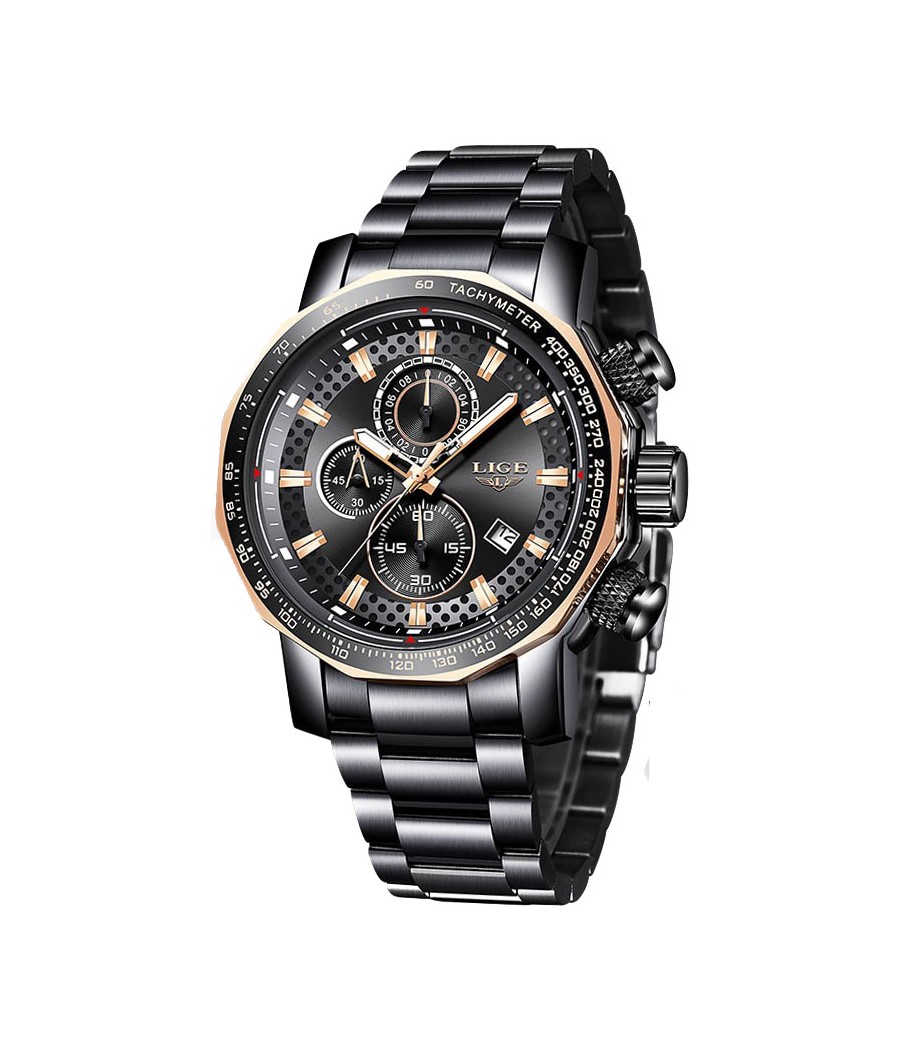 Montre LIGE 9902 Noir & Or