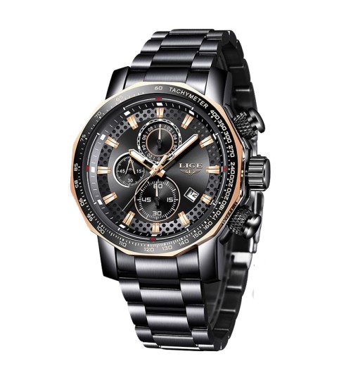 Montre LIGE 9902 Noir & Or