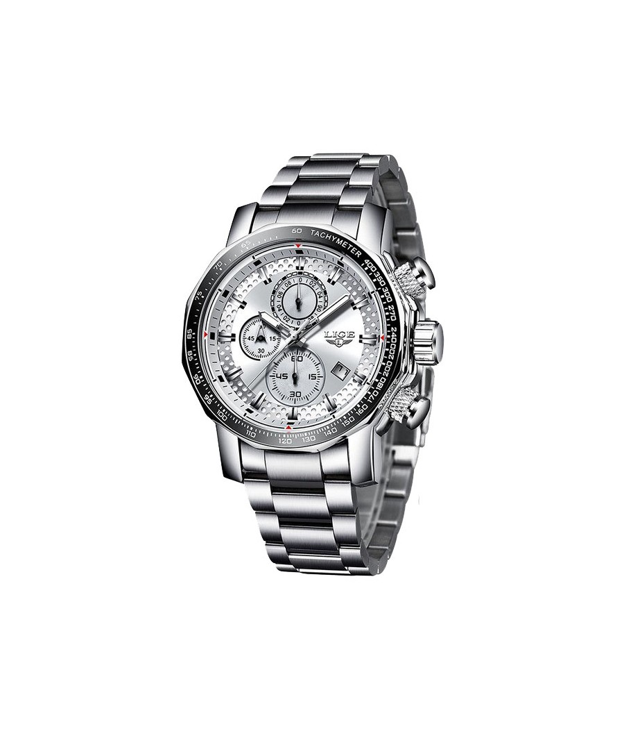 Montre LIGE 9902 Blanc & Argent