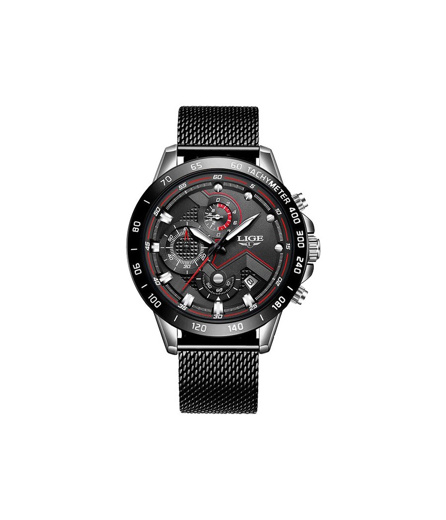 Montre LIGE 9929 Noir & Argent