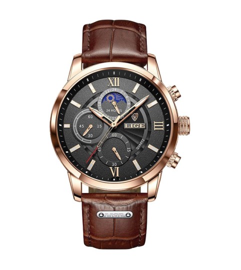 Montre LIGE 8932 Noir & Or