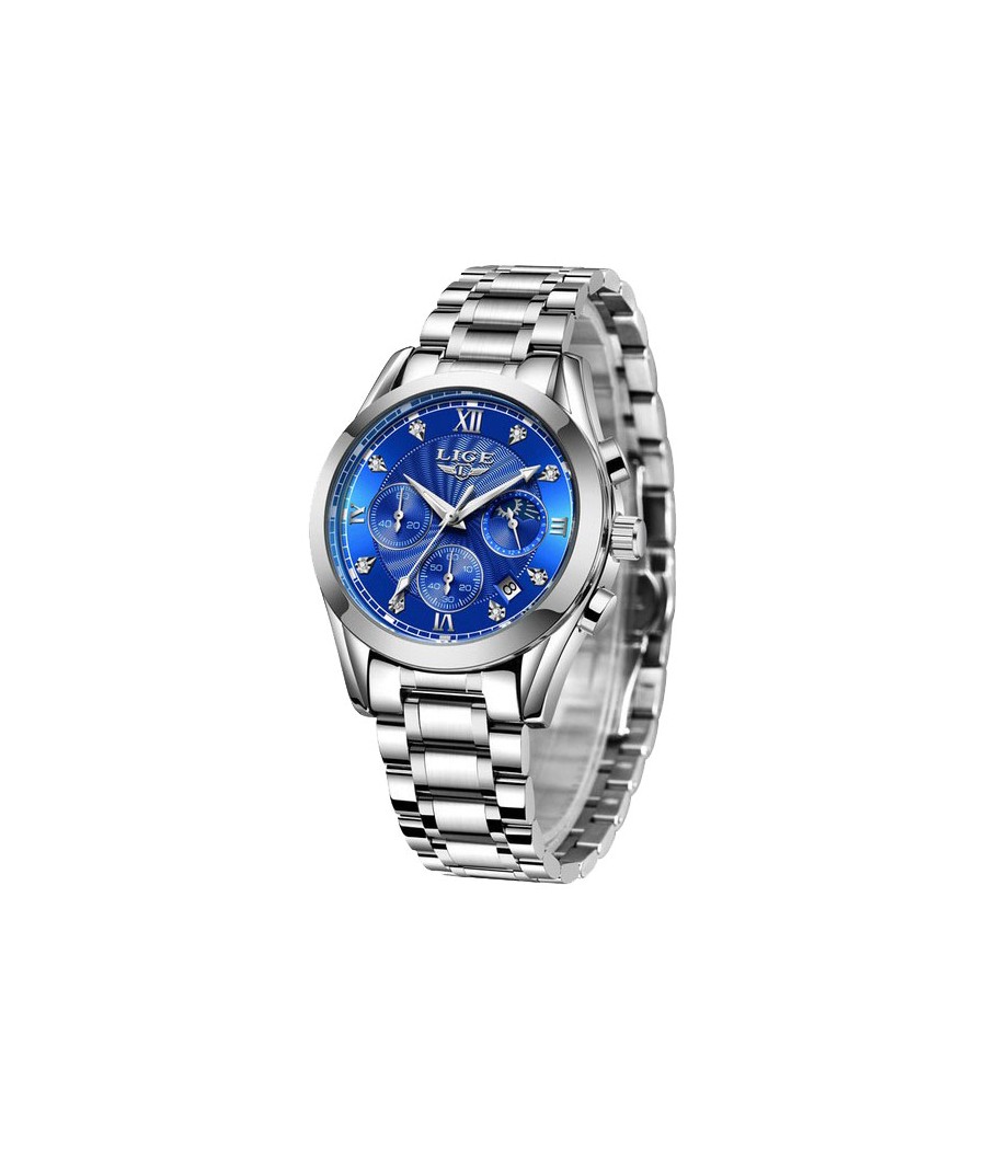 Montre LIGE 8912 Bleu & Argent