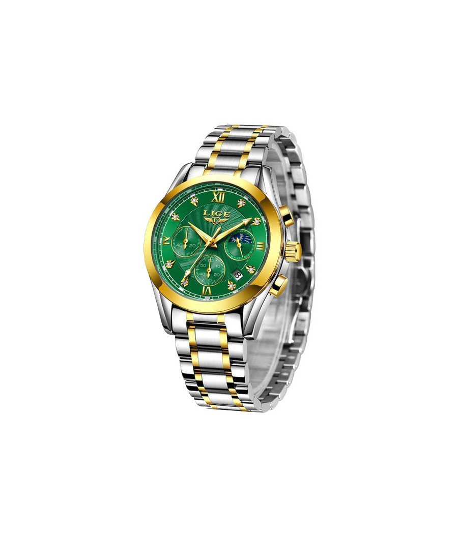 Montre LIGE 8912 Vert & Or