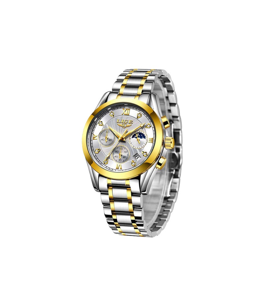 Montre LIGE 8912 Blanc & Or