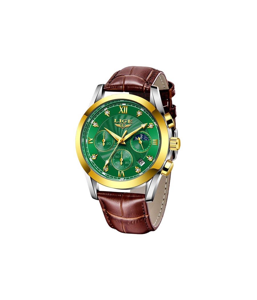 Montre LIGE 8912 Vert & Or