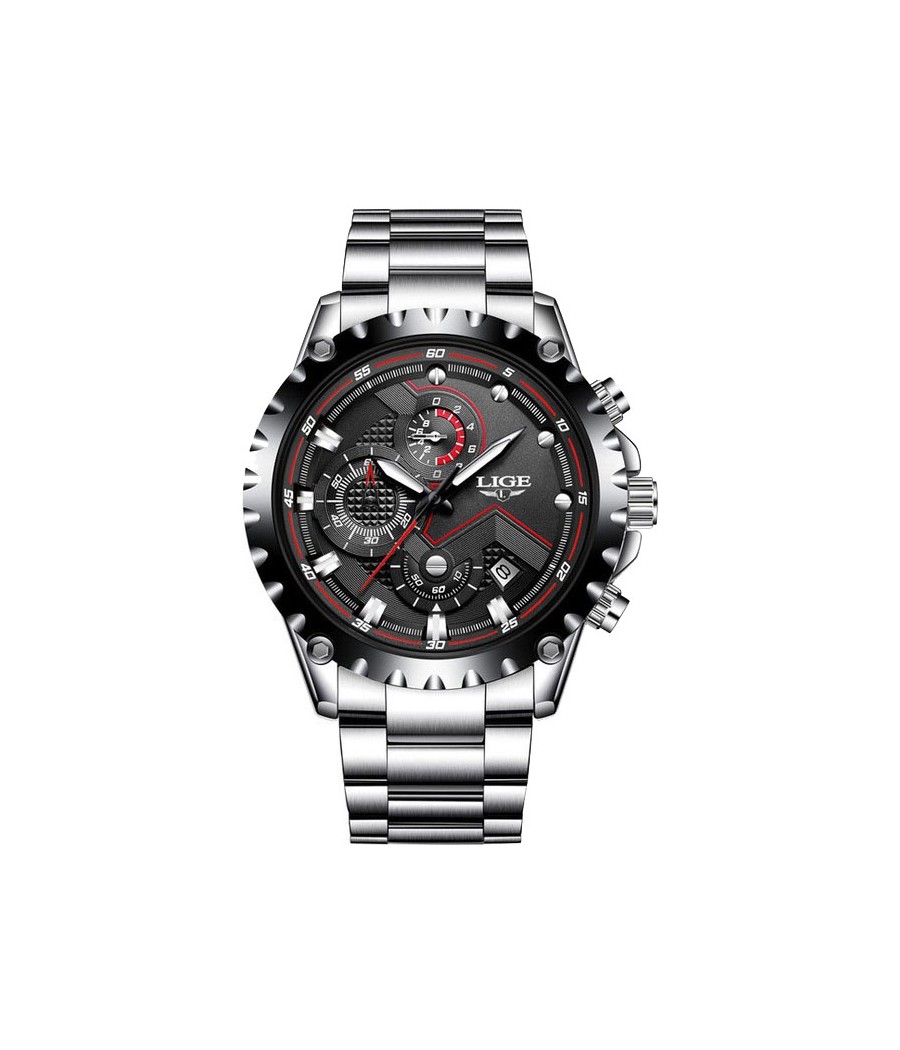 Montre LIGE 9821 Noir & Argent