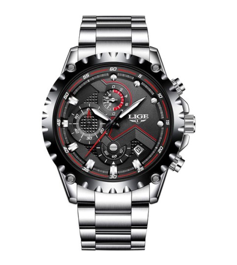 Montre LIGE 9821 Noir & Argent