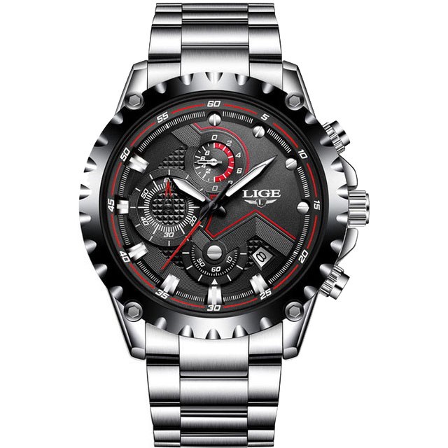 Montre LIGE 9821 Noir & Argent