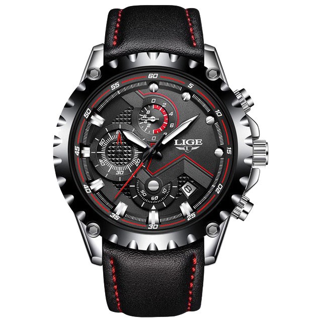 Montre LIGE 9821 Noir & Argent