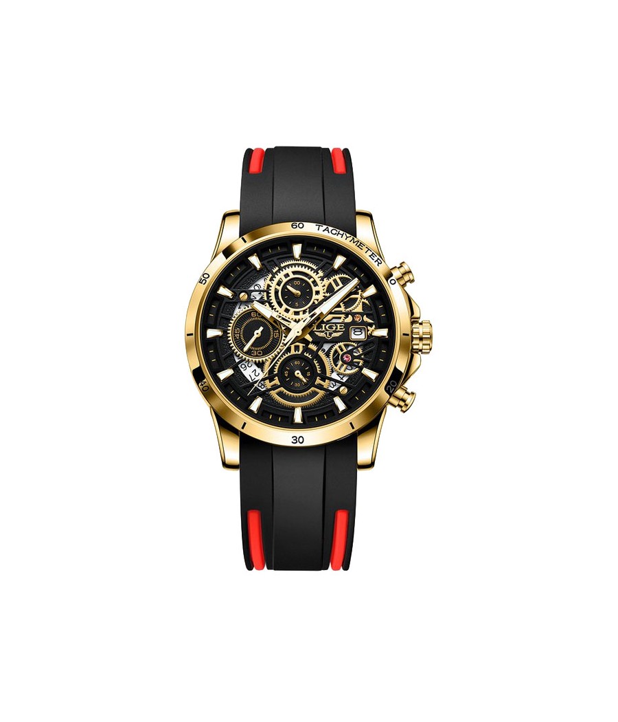 Montre LIGE 8977 Rouge & Or