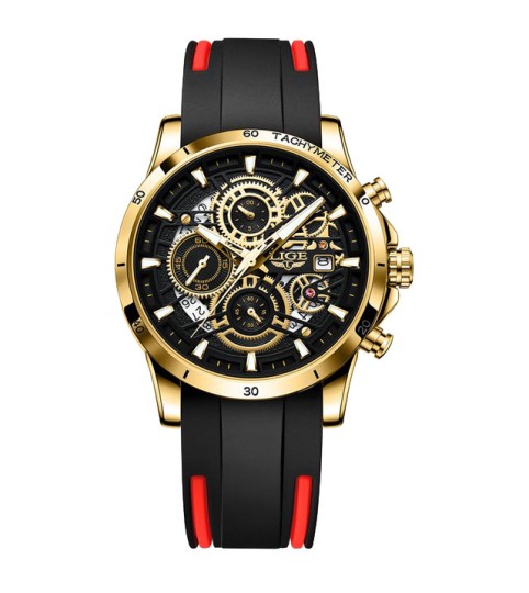 Montre LIGE 8977 Rouge & Or