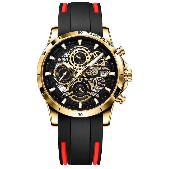 Montre LIGE 8977 Rouge & Or