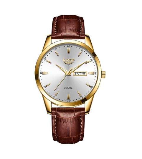 Montre LIGE 8970 Blanc & Or