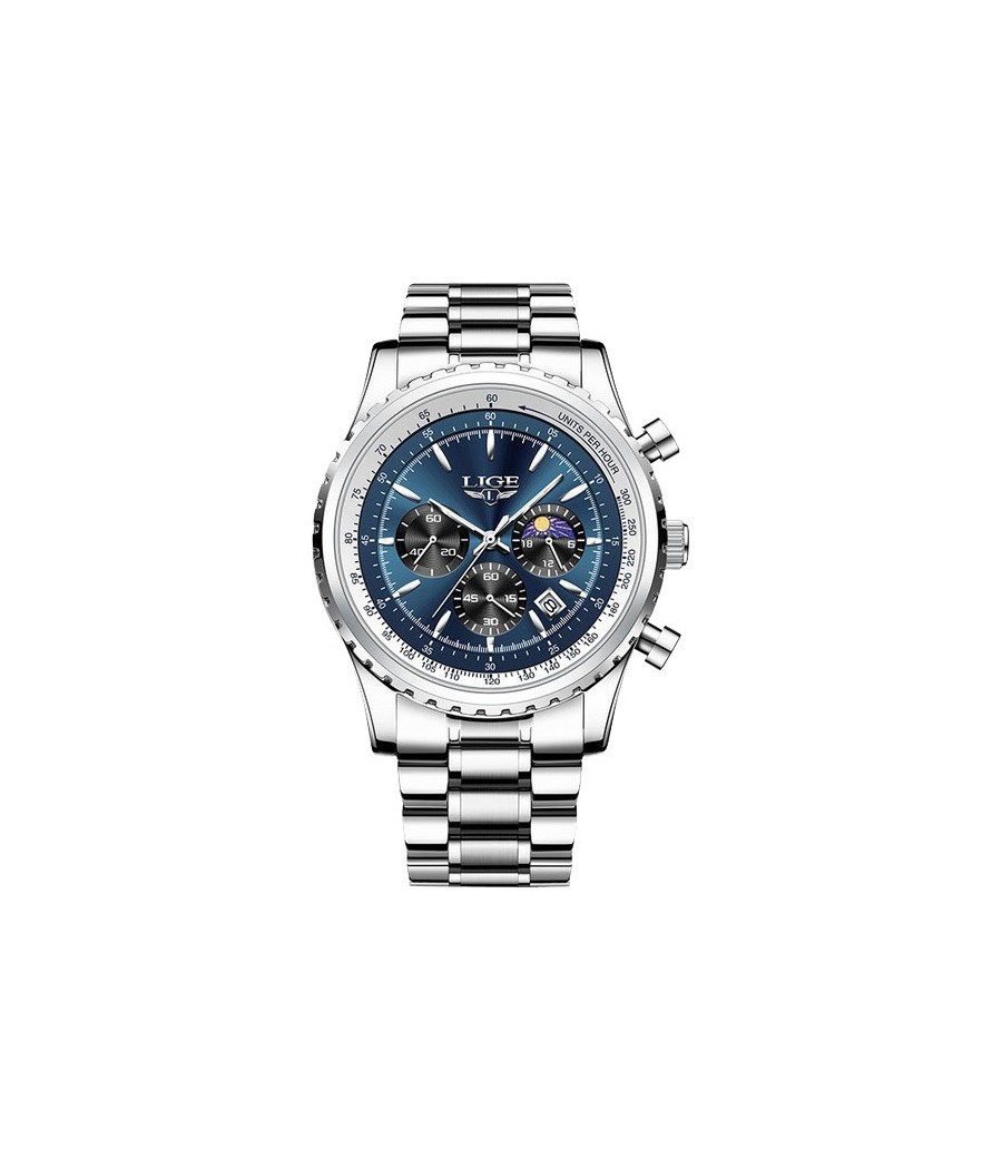 Montre LIGE 8989 Bleu & Argent