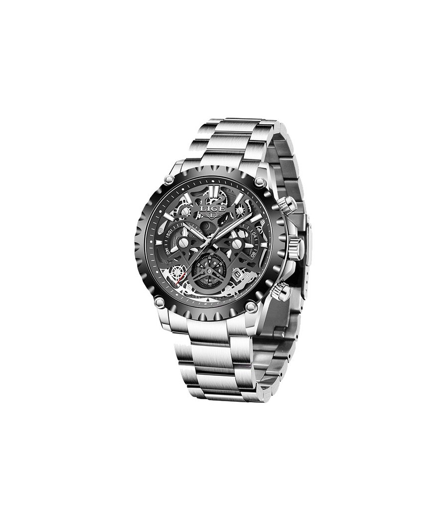 Montre LIGE 8950 Noir & Argent