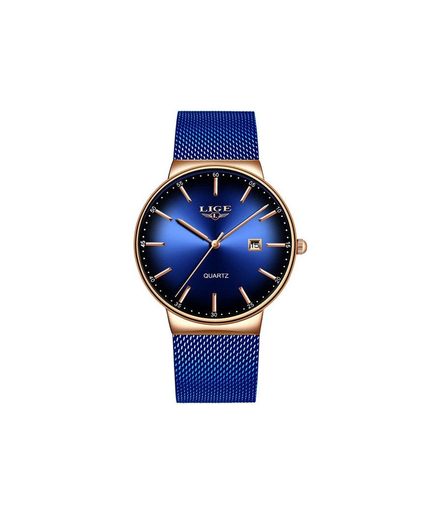 Montre LIGE 9938 Bleu & Or