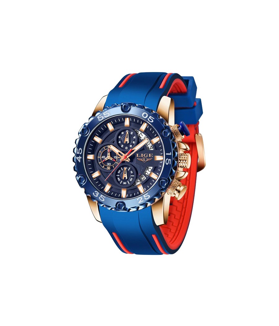 Montre LIGE 10027 Bleu & Or