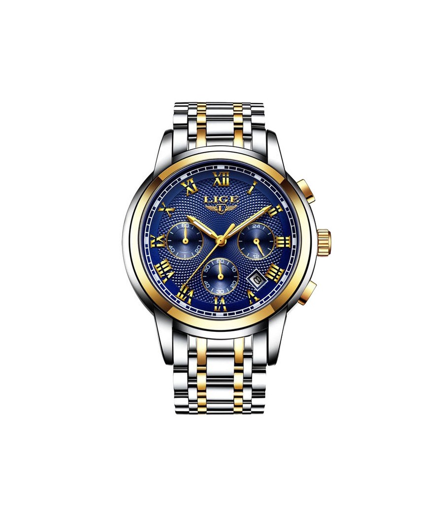 Montre LIGE 9849 Bleu & Or