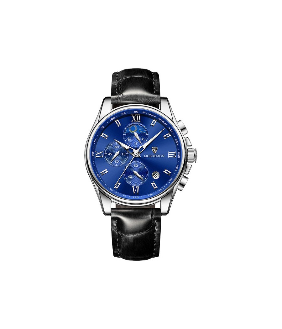 Montre LIGE 8951 Bleu & Argent