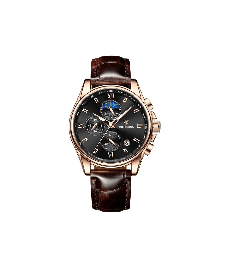 Montre LIGE 8951 Noir & Or