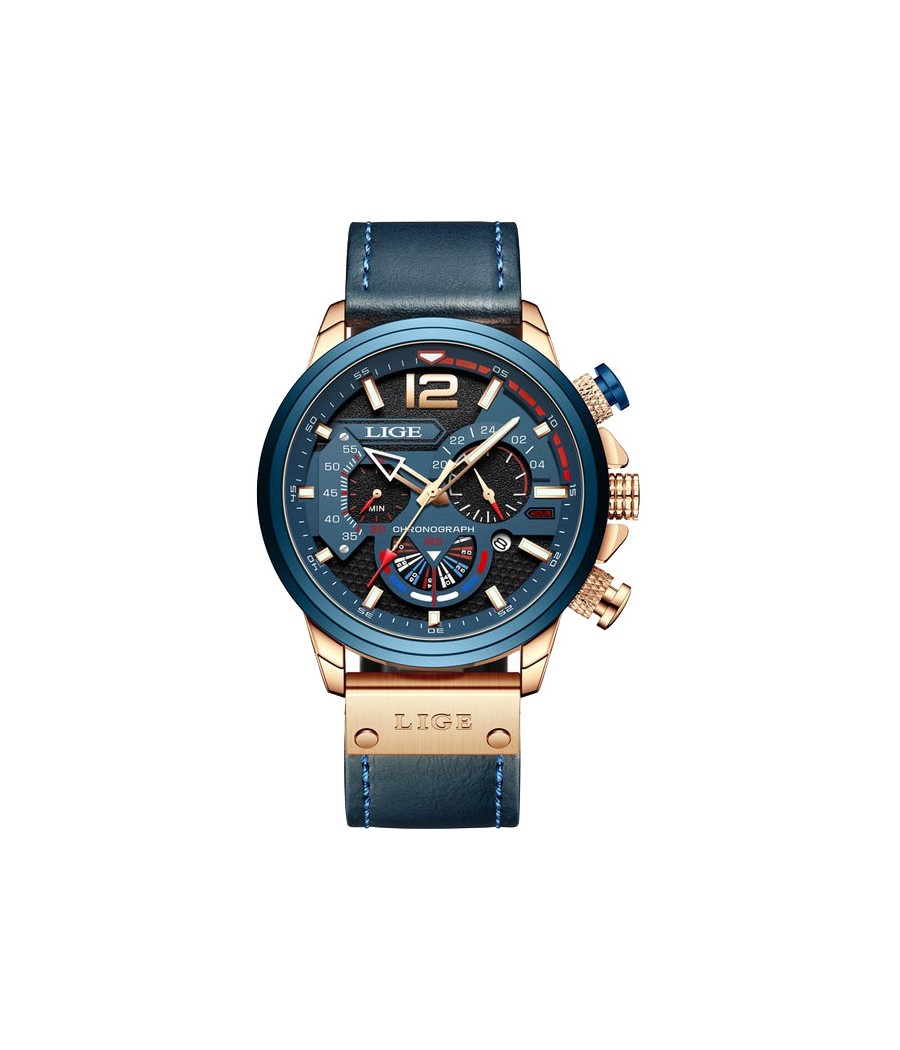 Montre LIGE 8959 Bleu & Or