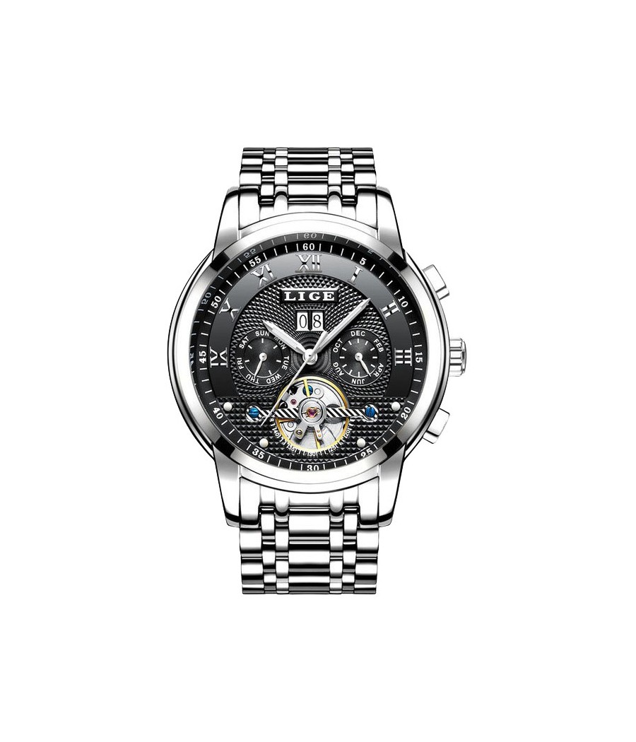 Montre LIGE 9841 Noir & Argent