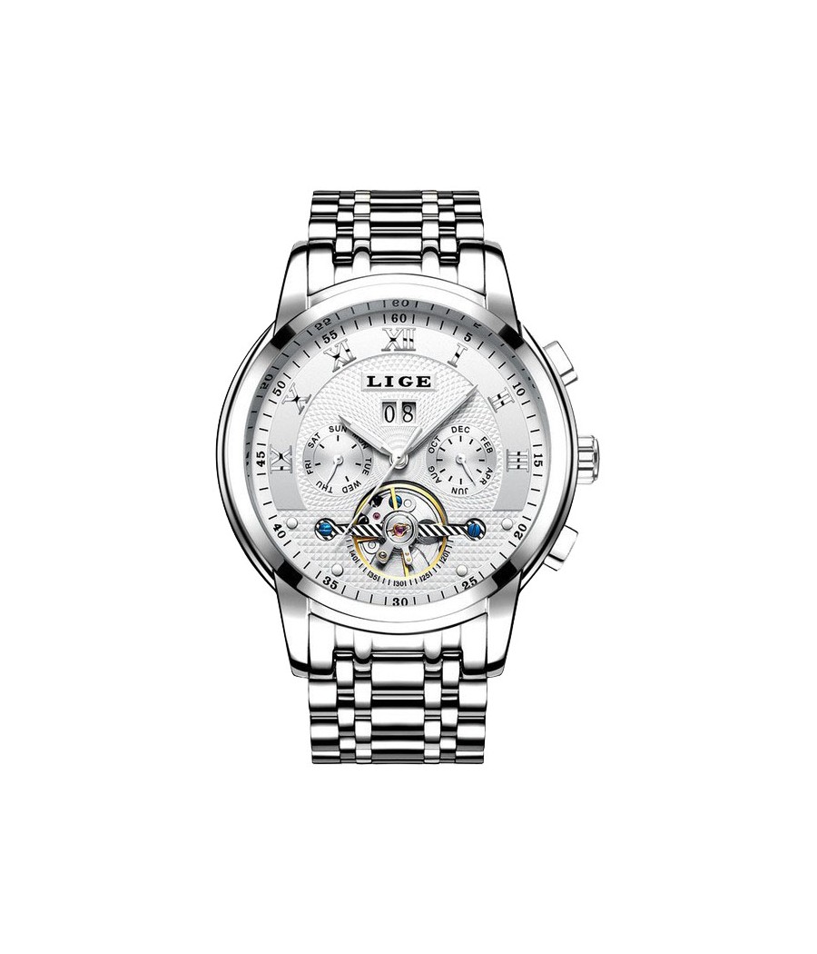 Montre LIGE 9841 Blanc & Argent