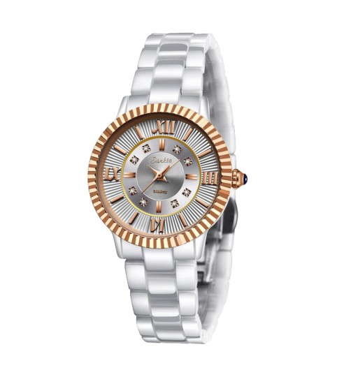 Montre SUNKTA 6632 Blanc & Or