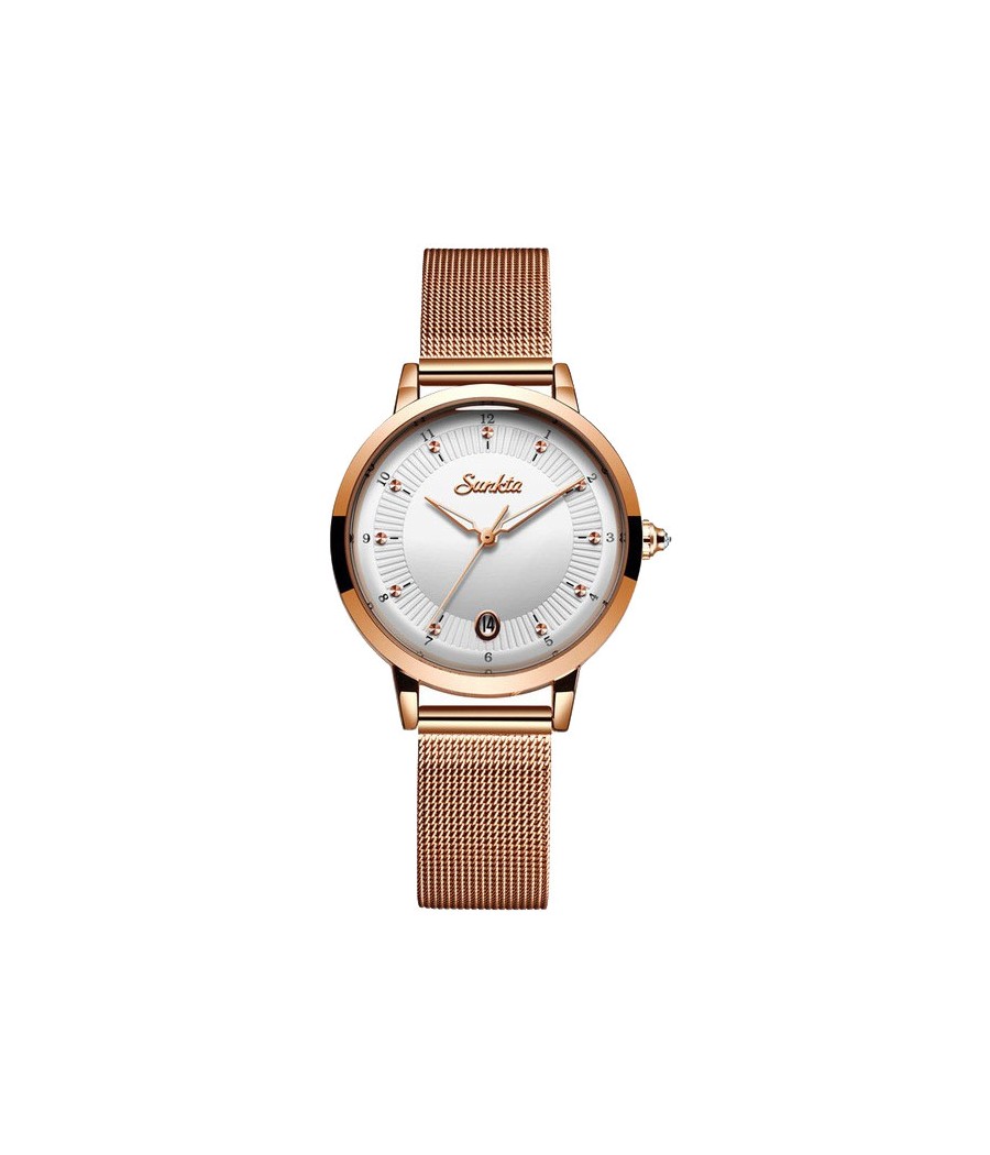 Montre SUNKTA 6671 Blanc & Or