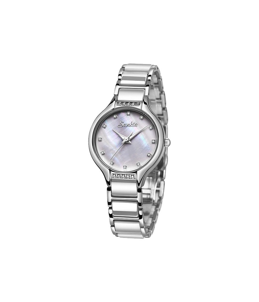 Montre SUNKTA 6608 Blanc & Argent