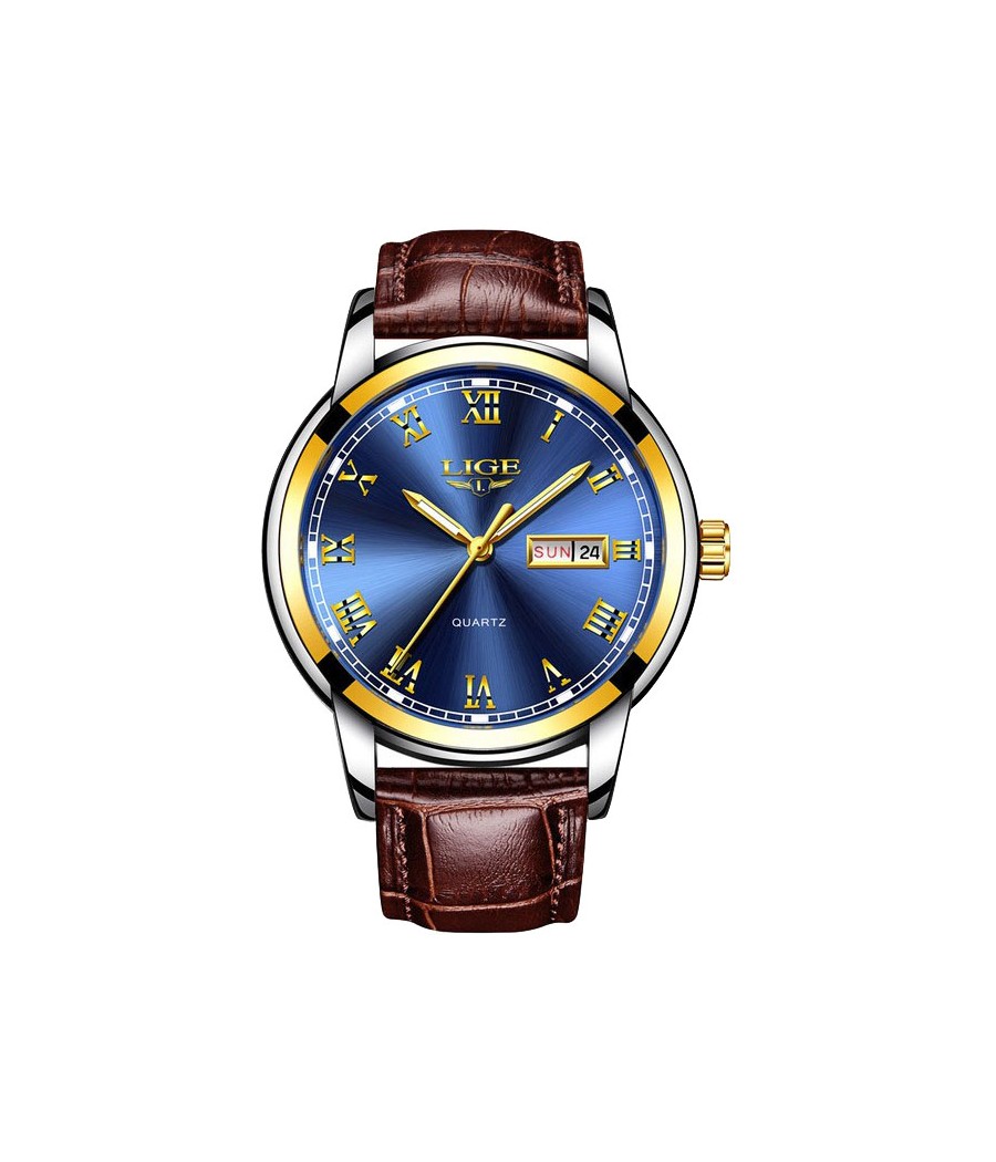 Montre LIGE 9846 Bleu & Or