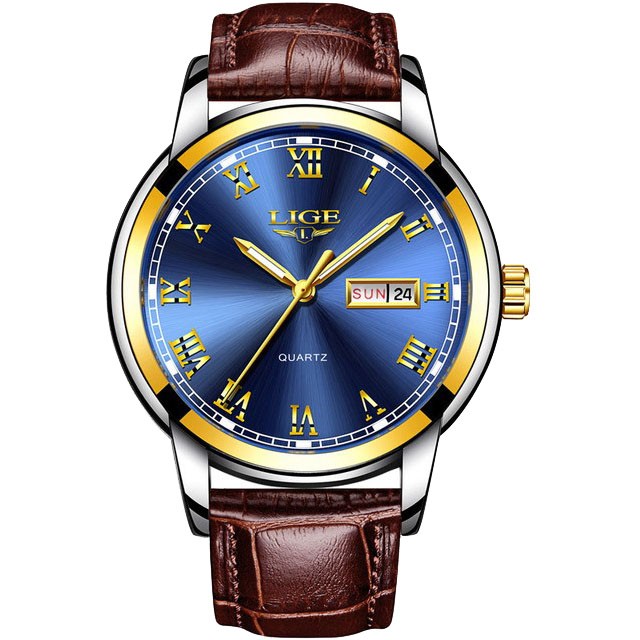 Montre LIGE 9846 Bleu & Or