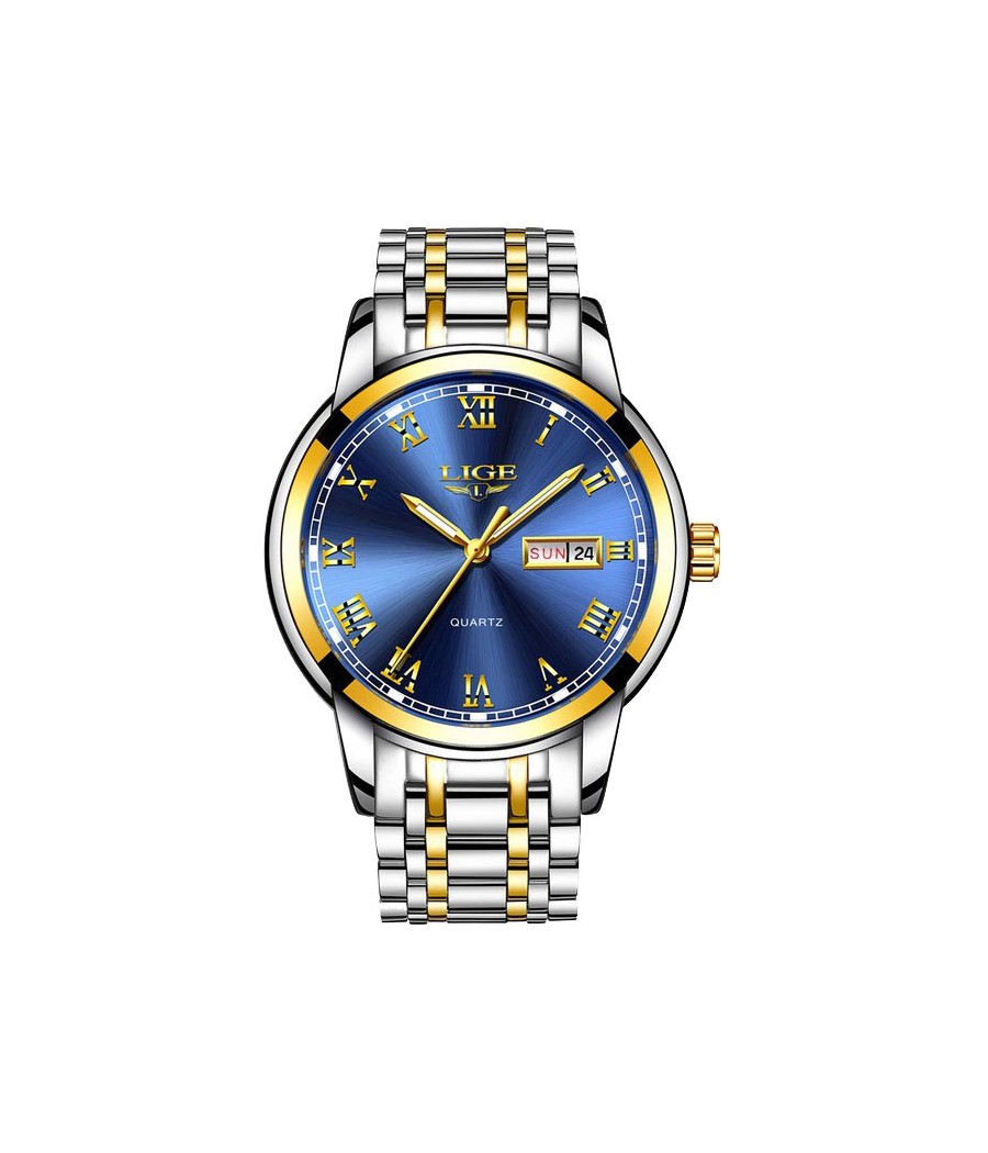 Montre LIGE 9846 Bleu & Or