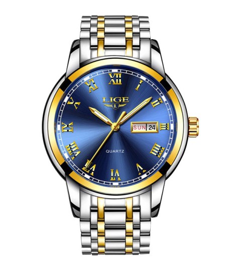 Montre LIGE 9846 Bleu & Or