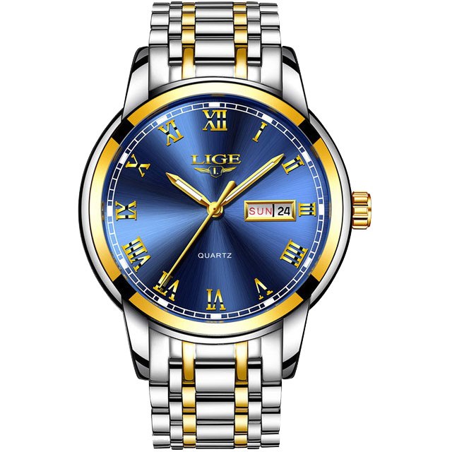 Montre LIGE 9846 Bleu & Or