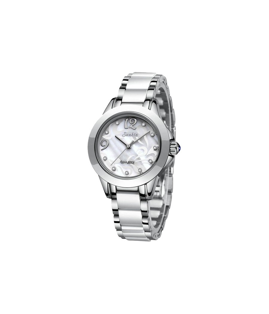 Montre SUNKTA 6603 Blanc & Argent