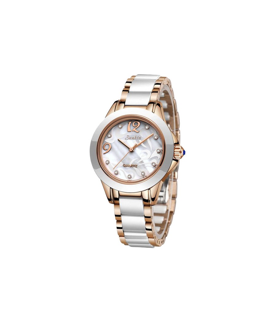 Montre SUNKTA 6603 Blanc & Or